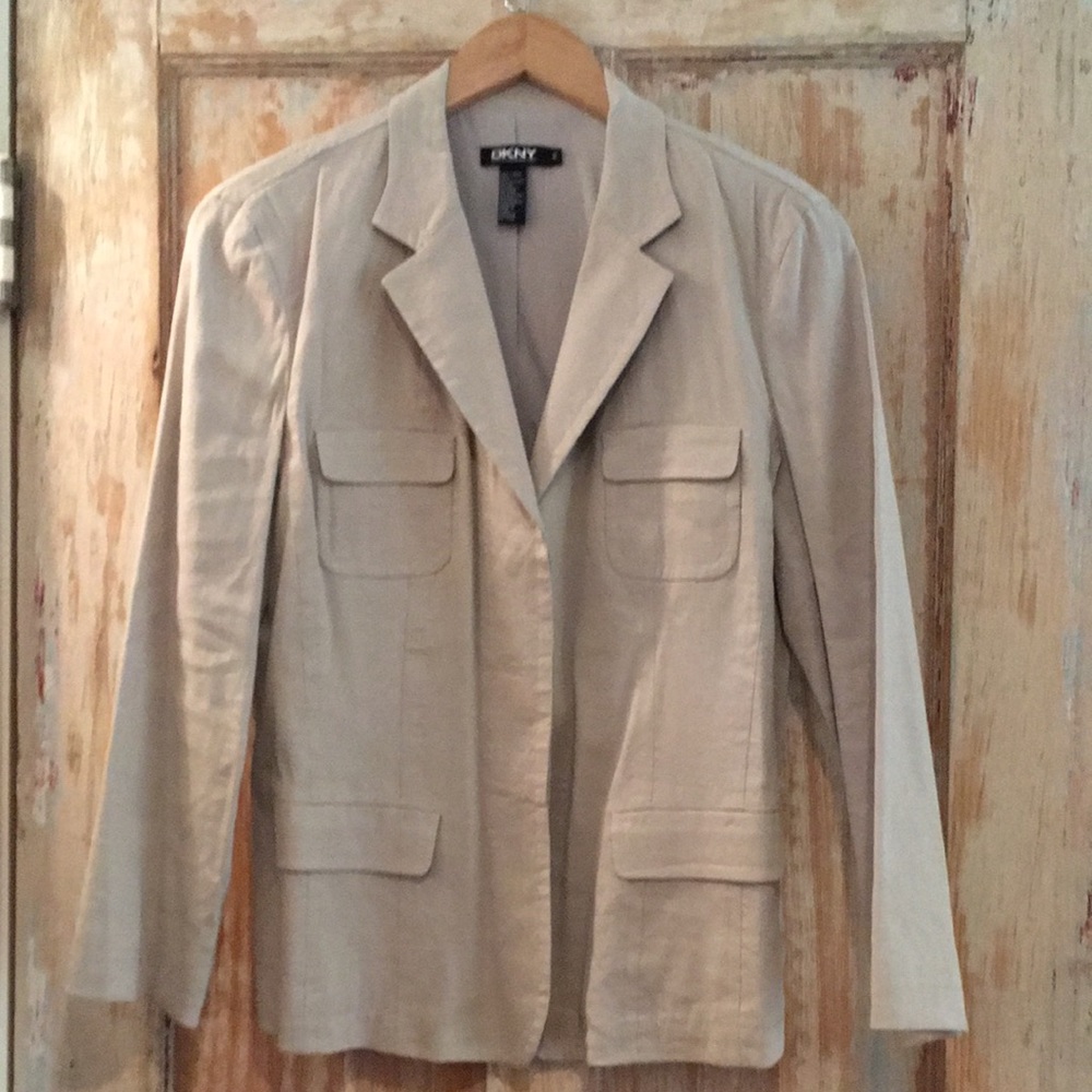 DKNY Stretch Linen/Rayon Safari Style Jacket